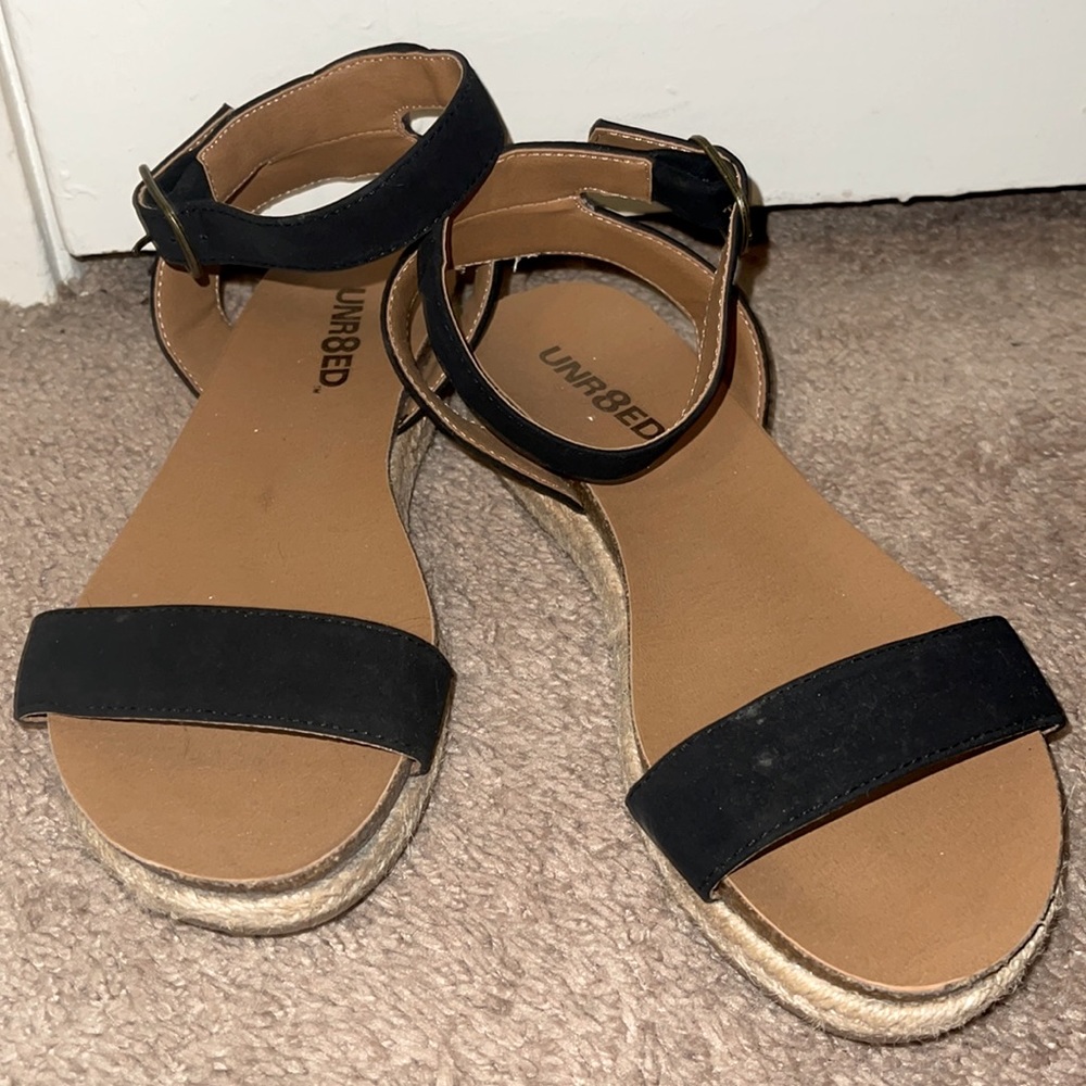 Black and tan sandals